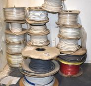 18 x Large Reels of Various Electrical Wire - Part Used and Unused Reels