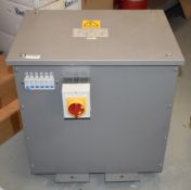 1 x Industrial 3 Phase Site Transformer With Six Outlets, Steel Enclosure & Integrated Fork Pockets