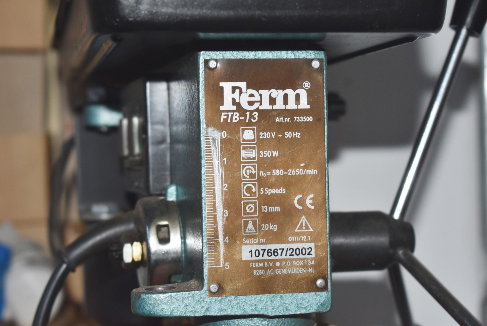 1 x Ferm FTB-13 Bench Mounted Pillar Drill - 5 Speed, 230v, 350w - Model Number 733500 - Image 2 of 5