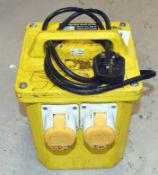 1 x Site Transformer For 110v Tools and Lighting - 3.0kva - 2 x 16A Sockets - 240v to 110v