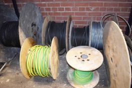 7 x Large Reels of Various Electrical Wire - Part Used Reels