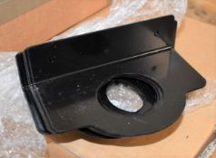 Approx 160 x Coated Steel Brackets in Black - Size: 15 x 10 cms With a 6cm Hole - New / Unused