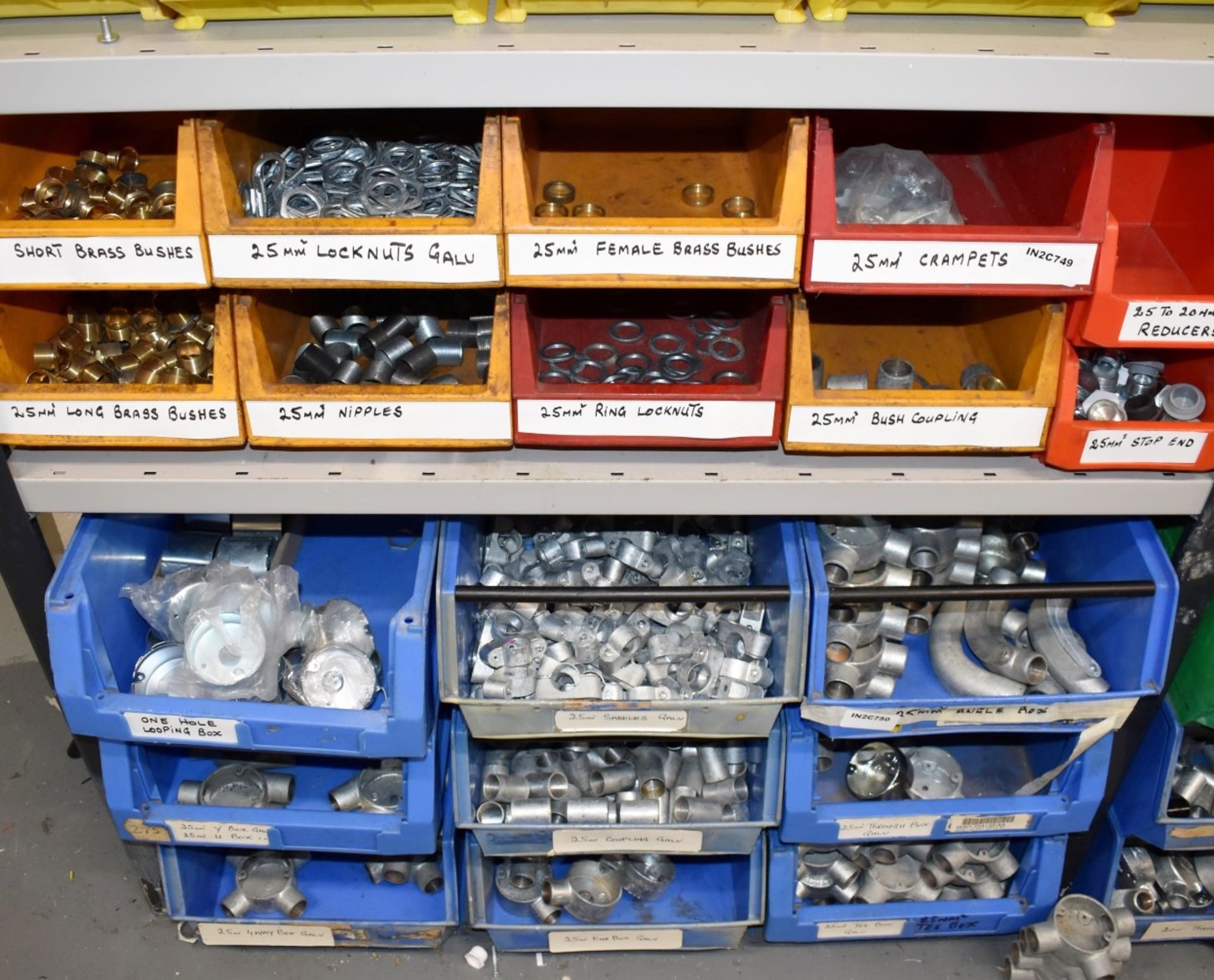 29 x Linbins & Contents & Boxed Stock - Galvanised Conduit Fittings, Brass Bushes, Switches & More - Image 5 of 16