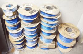 25 x Reels of Single Core Blue 6491B Electrical Cable - New Reels and Part Used Reels of 100m Cable