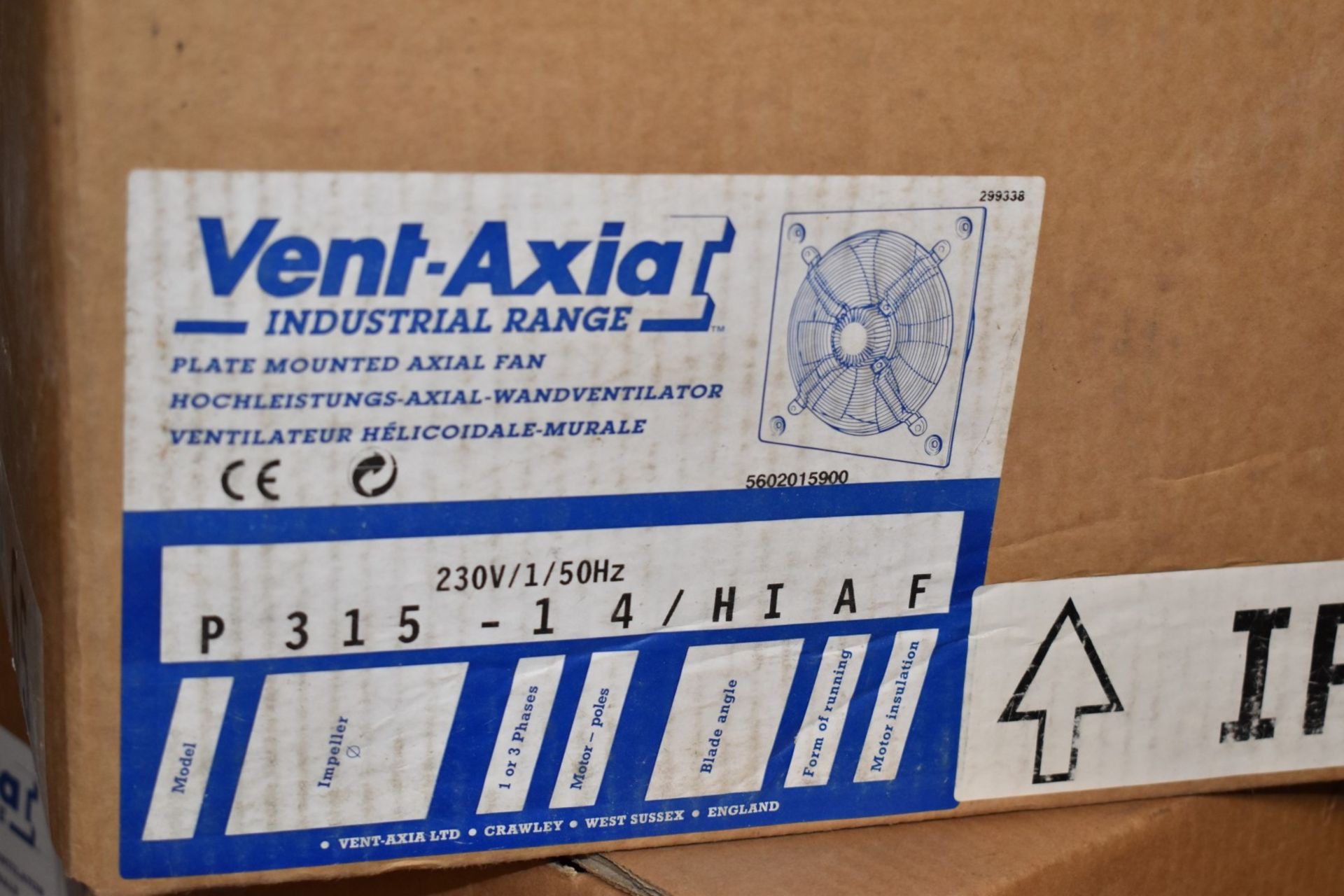 1 x Vent-Axia Plate Mounted Axial Fan With Fan Speed Controller - Industrial Range - 230v 315mm Fan - Image 2 of 5
