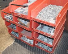 1 x Assorted Job Lot - Steel Bolts, Nuts, L & T Shaped Brackets & More - Supplied in 9 Large Linbins