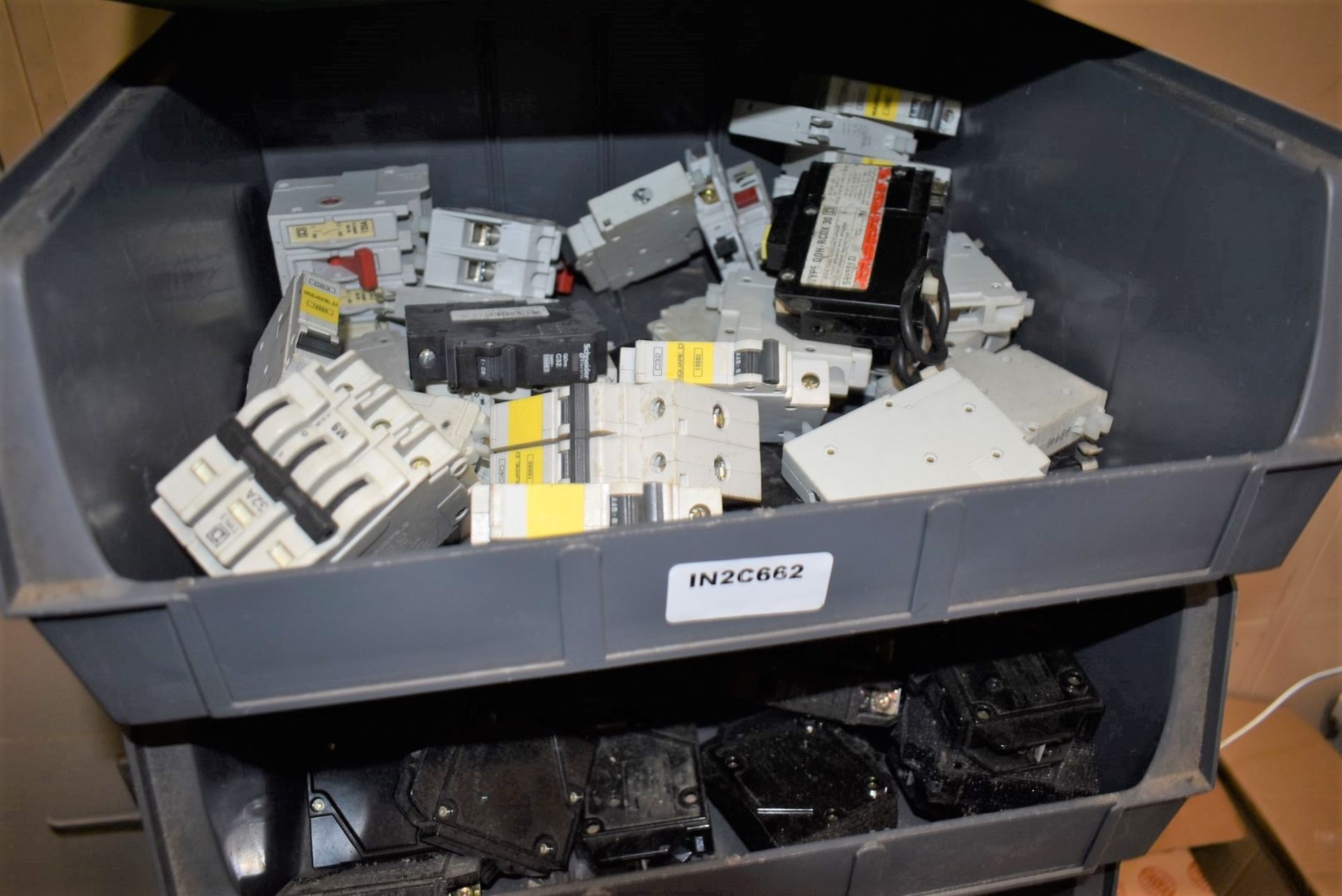 11 x Large Wide Linbins With Contents - Includes Assorted Circuit Breakers and More - Image 3 of 30