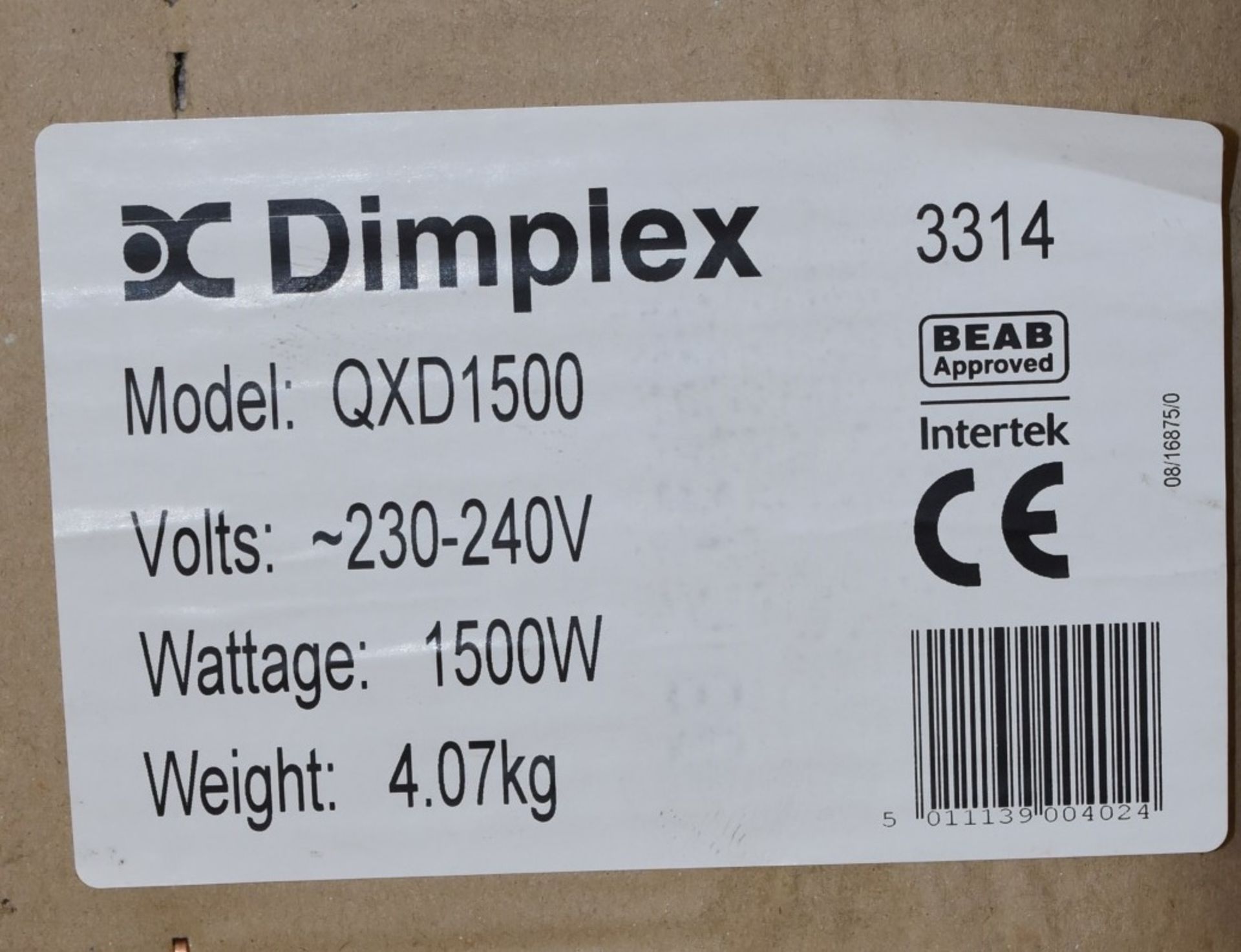 1 x Dimplex QXD1500 Quartz Heater 1.5kW - Sealed Boxed Stock - RRP £256 - Image 3 of 3