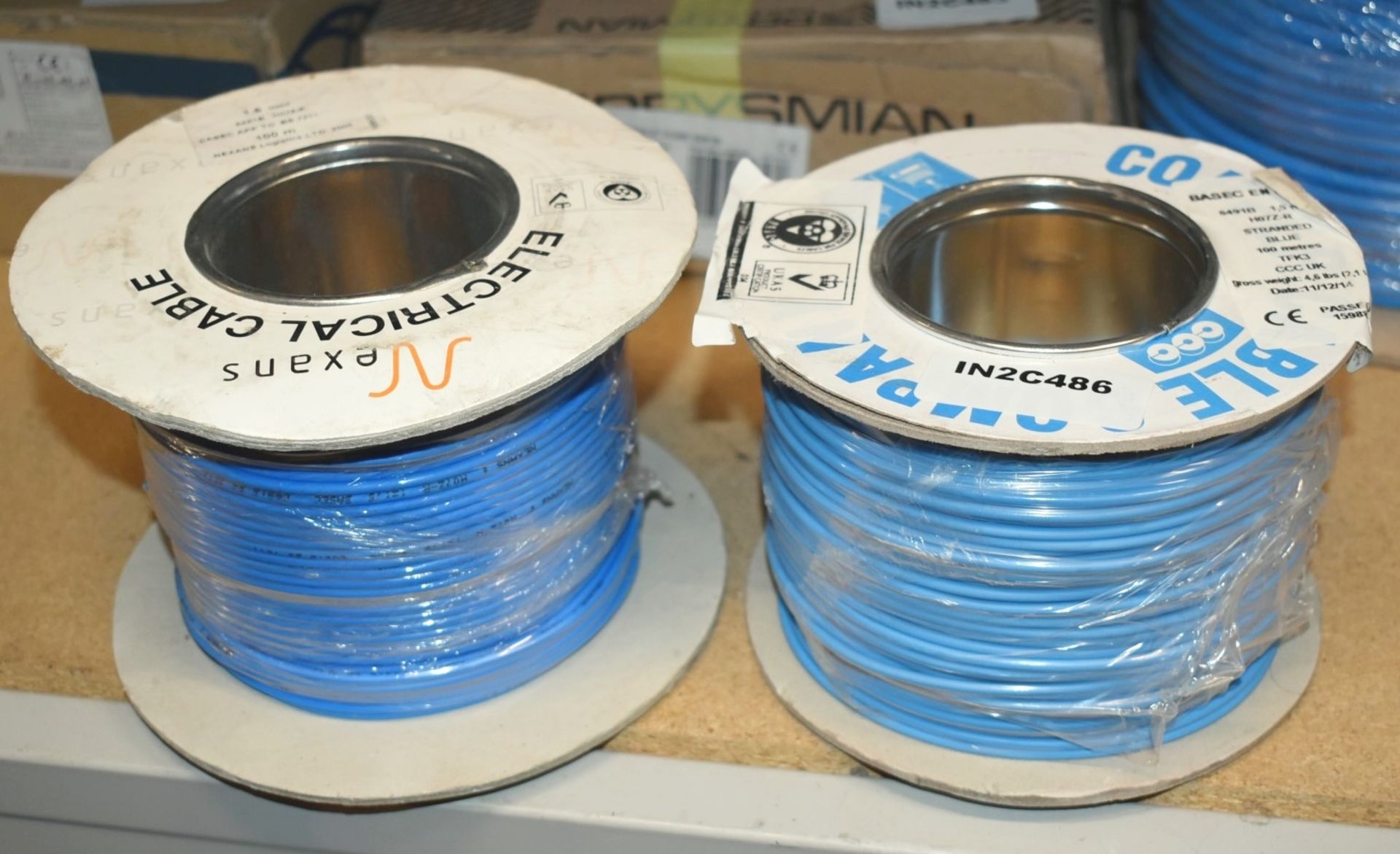 2 x Reels of 100m 1.5mm Blue 6491B H07Z-R Electrical Cable - Unused Stock - Image 6 of 6