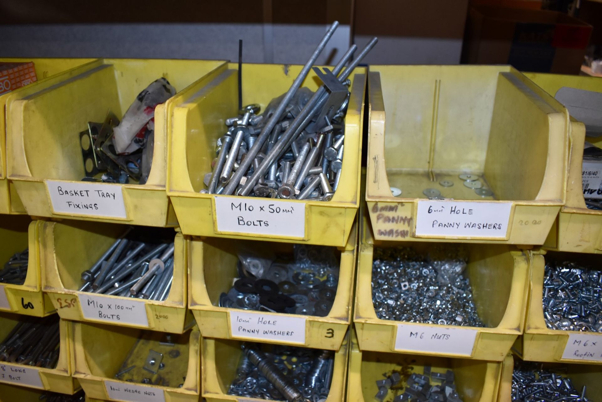 43 x Linbins With Contents - Clamps, Rod Connectors, Zebs, Washers, Bolts, Hex Nuts, Cleats & More! - Image 14 of 37