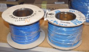2 x Reels of 100m 1.5mm Blue 6491B H07Z-R Electrical Cable - Unused Stock