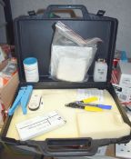 1 x Carry Case Containing a Small Selection of Electricians Handtools, Scraps Trash Can and More
