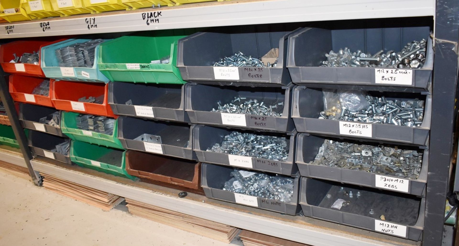 20 x Large Linbins With Contents - Various Bolts, Zebs, Hex Nuts, T Brackets, Angle Brackets & More!