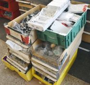 1 x Assorted Job Lot - Metal Brackets, Pipe Holders, Gland Packs, PVC Fixtures & More - 8 Containers
