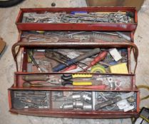1 x Cantilever Toolbox With Contents - Spanners, Screwdrivers, Hammer, Plyers, Drill Bits and More!