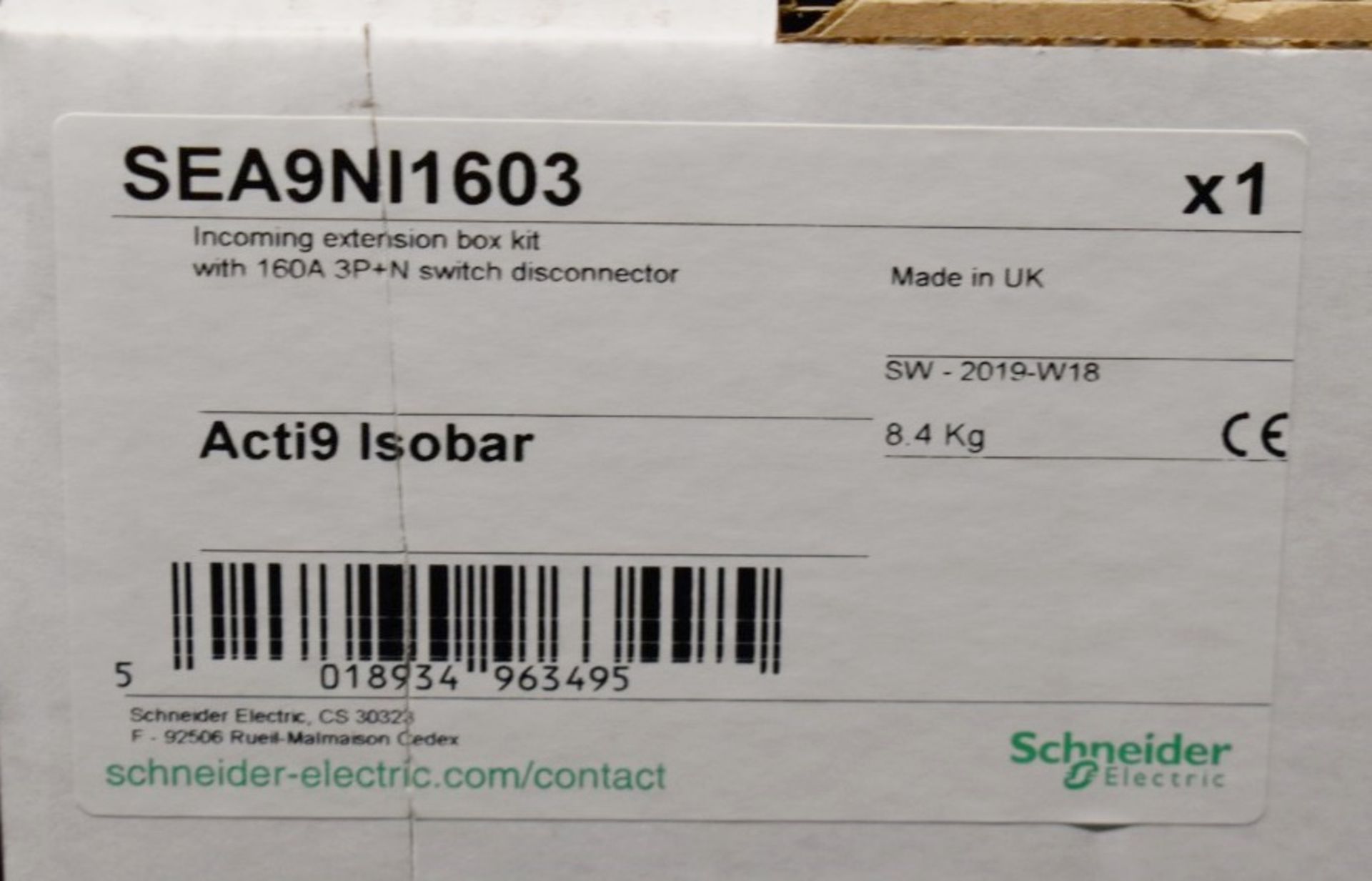 1 x Schneider Acti9 Isobar Incoming Extension Box Kit With 160A 3P+N Switch Disconnector SEA9NI1603 - Image 2 of 7