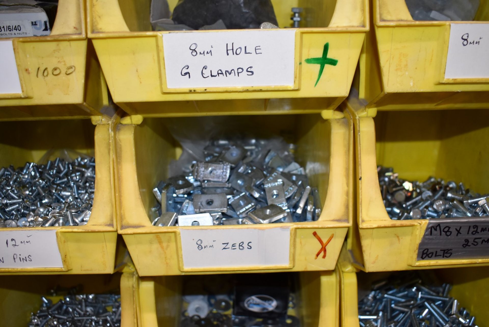 43 x Linbins With Contents - Clamps, Rod Connectors, Zebs, Washers, Bolts, Hex Nuts, Cleats & More! - Image 9 of 37