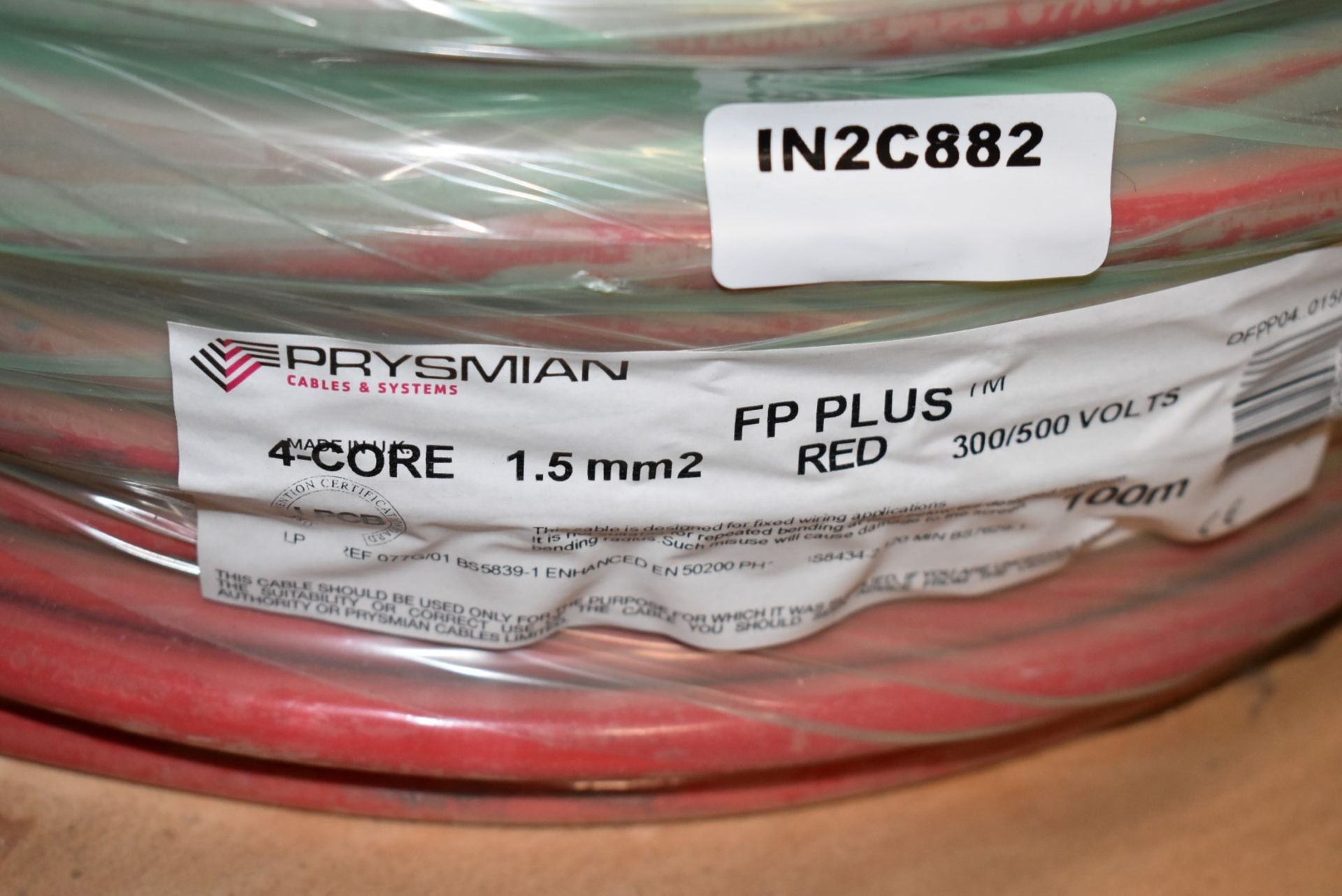 1 x Prysmian 100m FP Plus 4 Core 1.5mm2 Red Enhanced Fire Alarm Cable - 300/500v - RRP £360 - Image 3 of 5