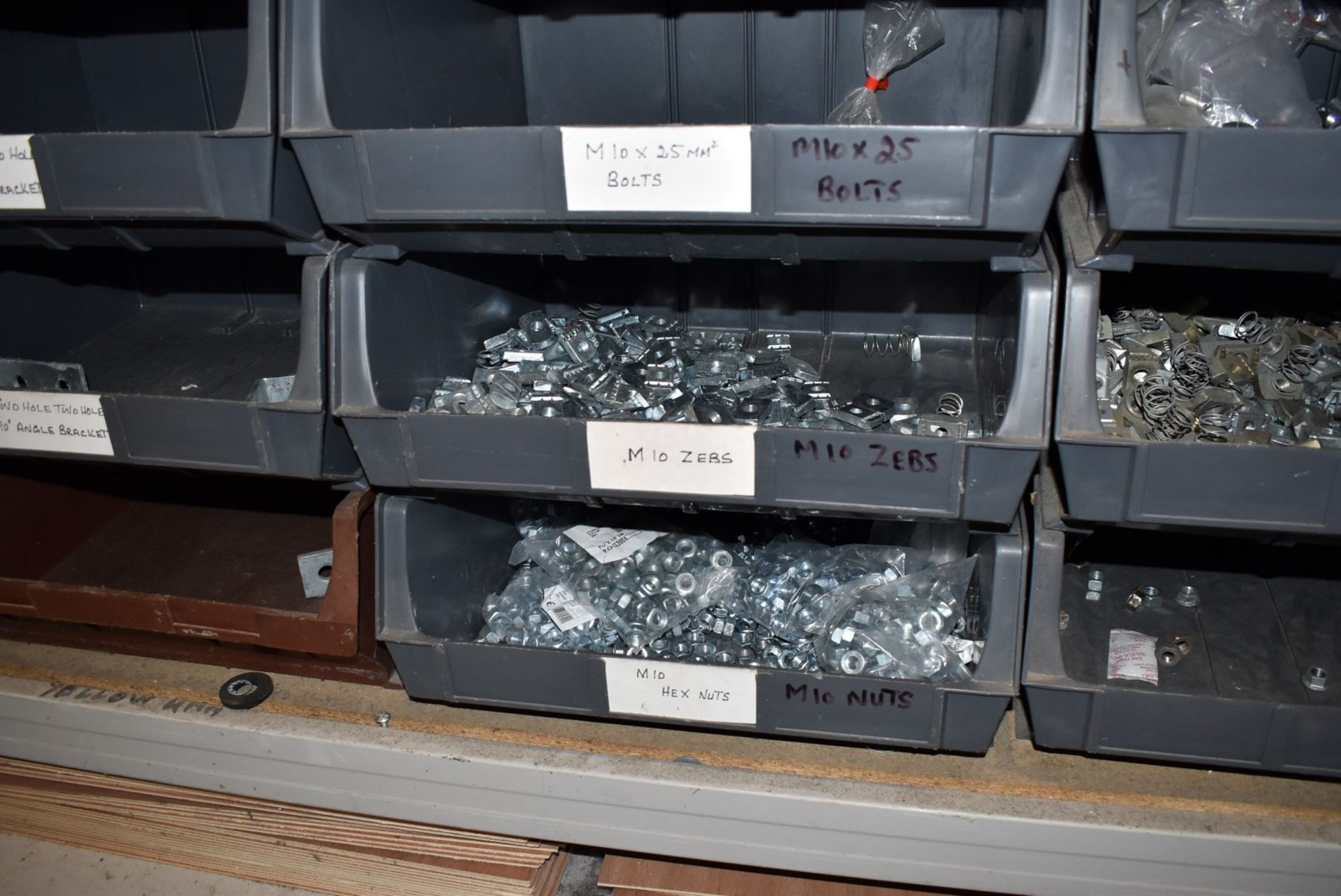 20 x Large Linbins With Contents - Various Bolts, Zebs, Hex Nuts, T Brackets, Angle Brackets & More! - Image 6 of 16