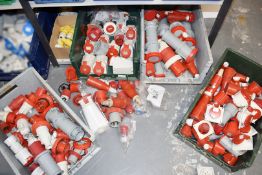 4 x Linbins With Contents - Includes Large Quantity of Industrial 3 Phase Plugs / Sockets