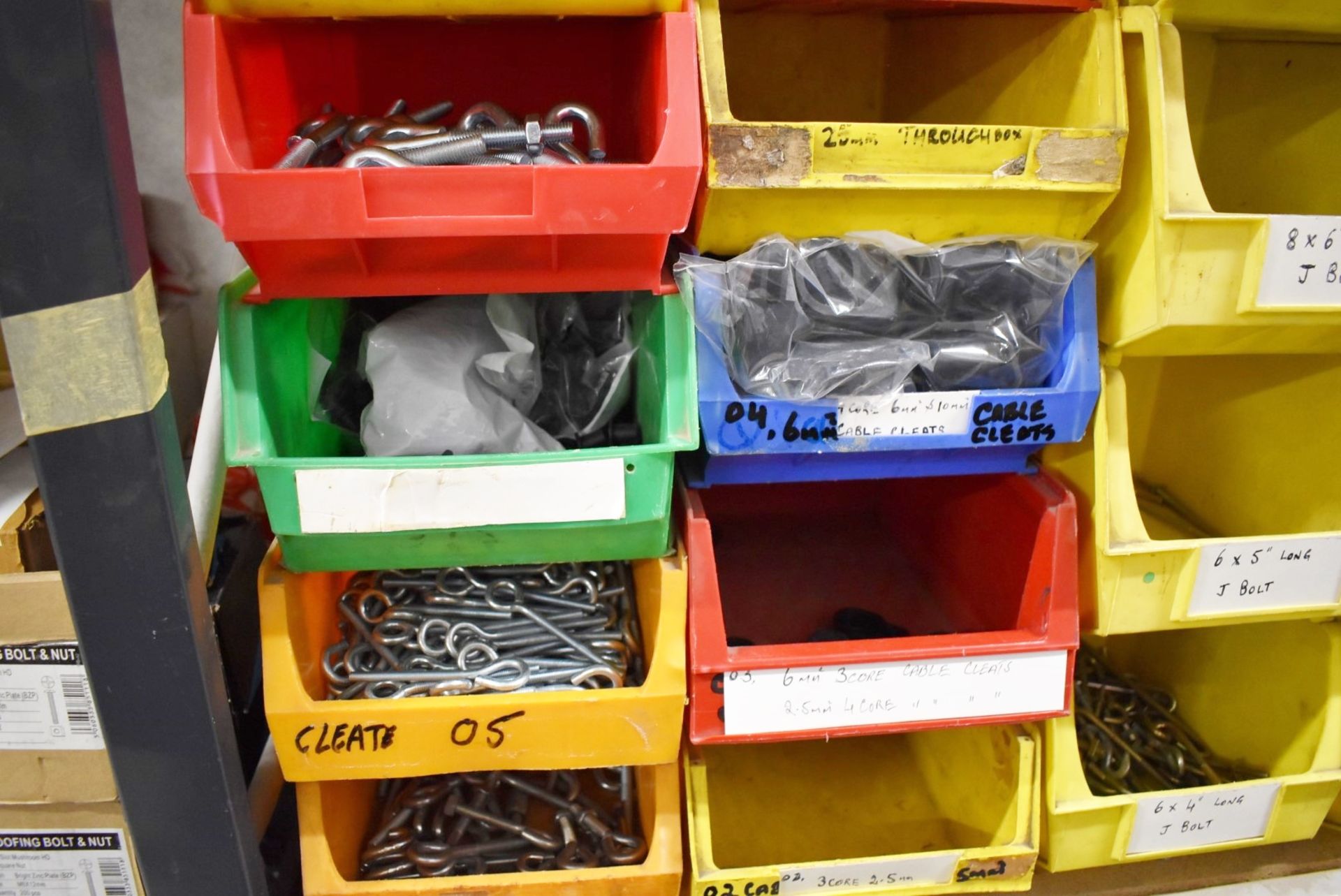 43 x Linbins With Contents - Clamps, Rod Connectors, Zebs, Washers, Bolts, Hex Nuts, Cleats & More! - Image 29 of 37