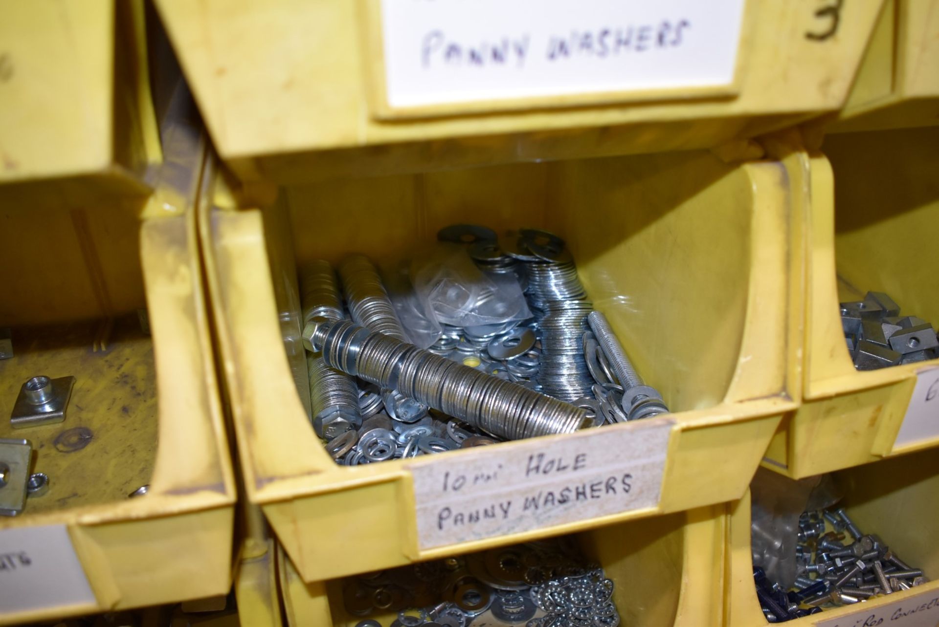43 x Linbins With Contents - Clamps, Rod Connectors, Zebs, Washers, Bolts, Hex Nuts, Cleats & More! - Image 18 of 37