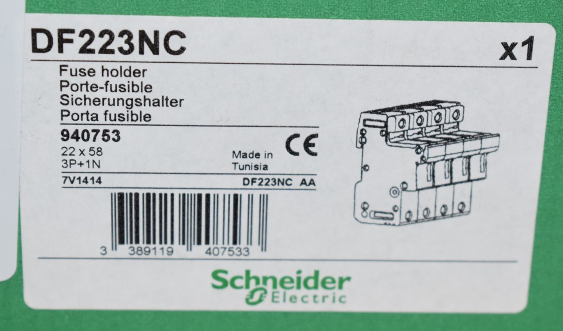 1 x Schneider Electric 125A Rail Mount Fuse Holder - New Boxed Stock - Product Code: DF223NC - Image 2 of 3