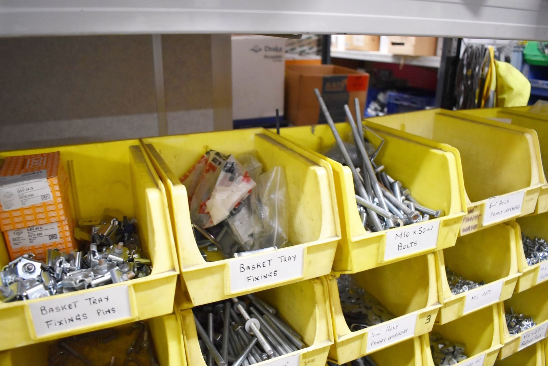 43 x Linbins With Contents - Clamps, Rod Connectors, Zebs, Washers, Bolts, Hex Nuts, Cleats & More! - Image 33 of 37
