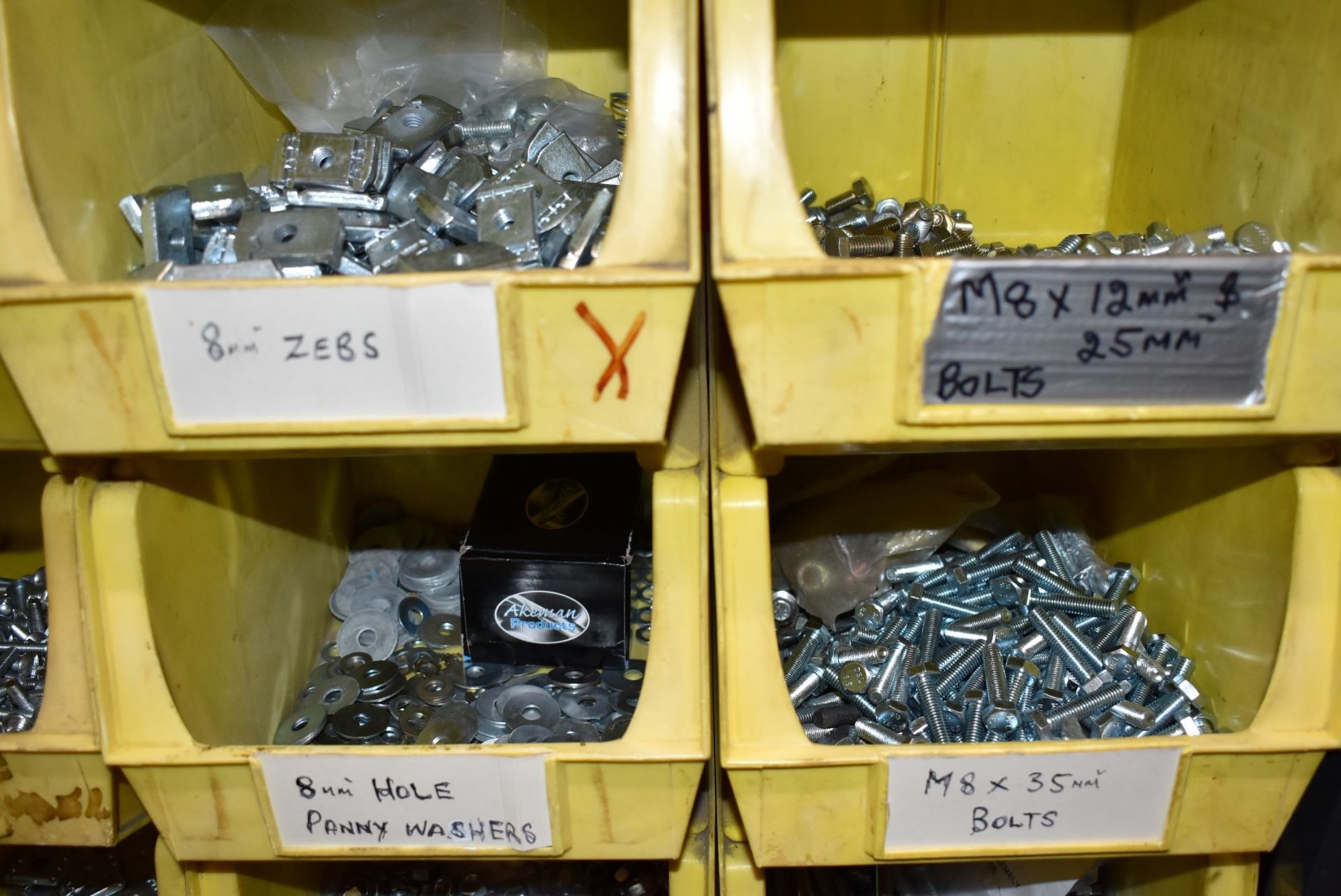 43 x Linbins With Contents - Clamps, Rod Connectors, Zebs, Washers, Bolts, Hex Nuts, Cleats & More! - Image 3 of 37