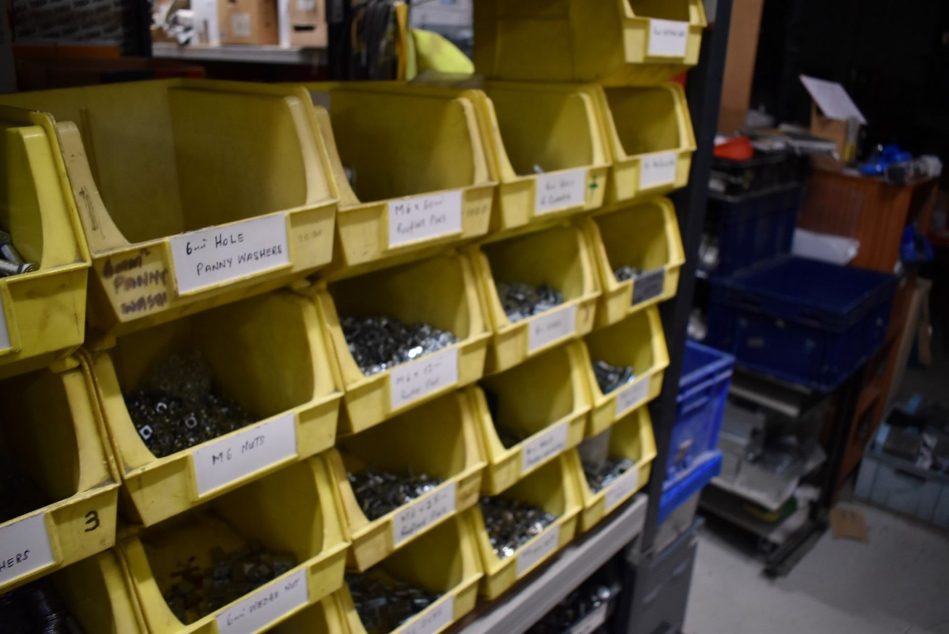 43 x Linbins With Contents - Clamps, Rod Connectors, Zebs, Washers, Bolts, Hex Nuts, Cleats & More! - Image 35 of 37