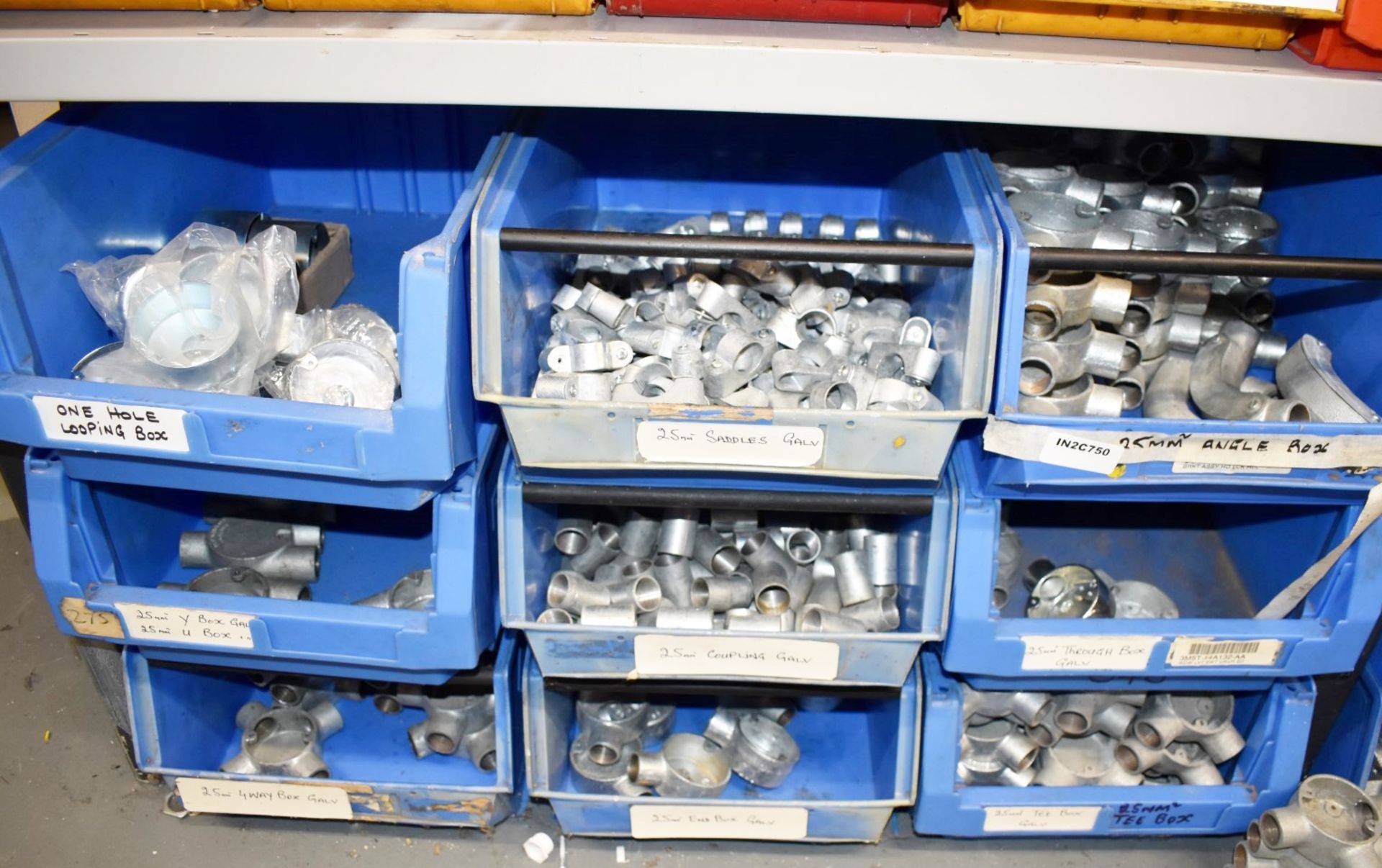 29 x Linbins & Contents & Boxed Stock - Galvanised Conduit Fittings, Brass Bushes, Switches & More - Image 6 of 16