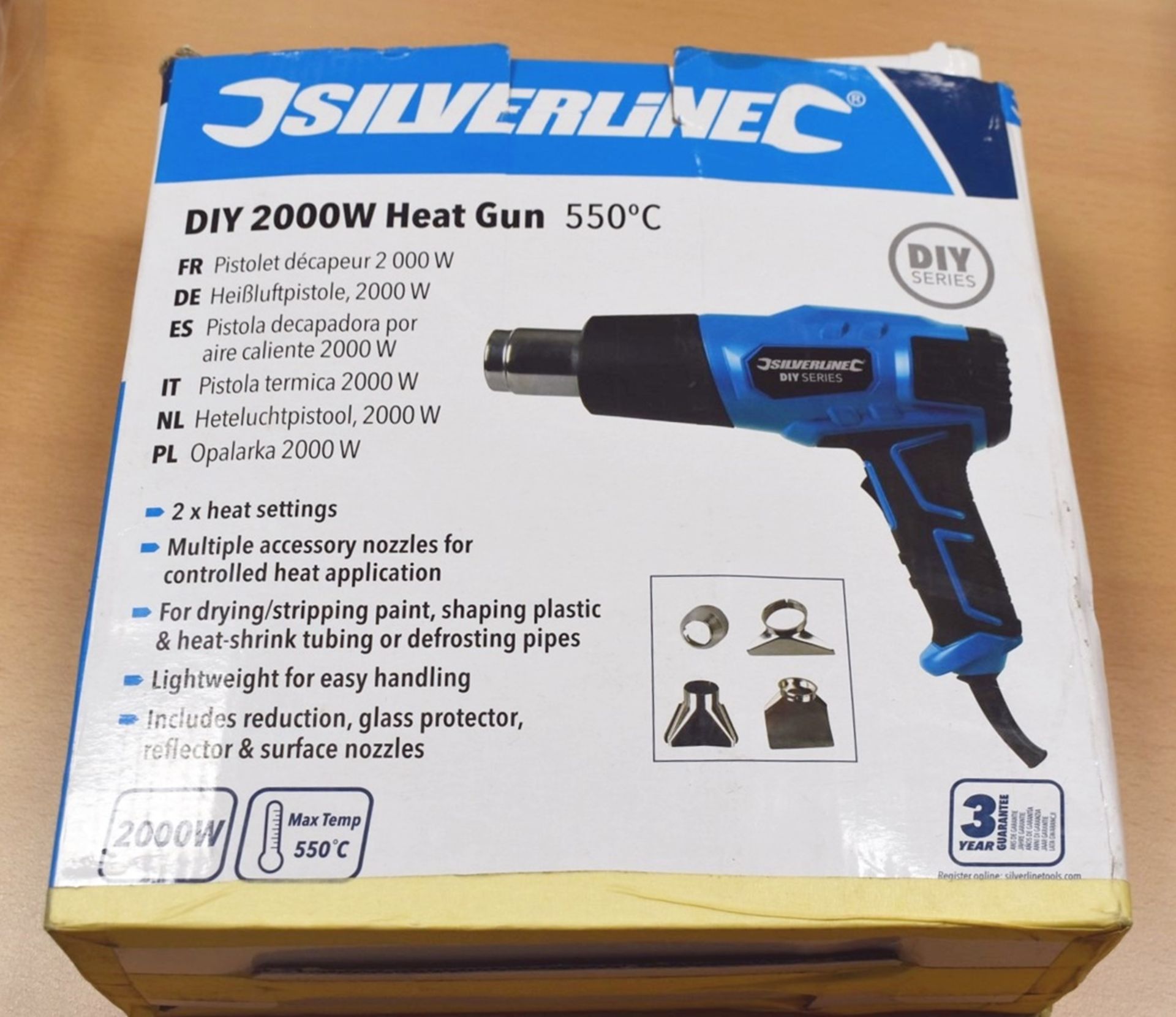 1 x Silverline DIY 200w 550c Heat Gun - Boxed With Accessories - Image 2 of 6