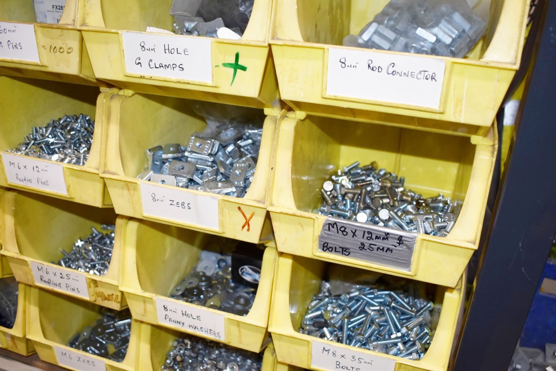 43 x Linbins With Contents - Clamps, Rod Connectors, Zebs, Washers, Bolts, Hex Nuts, Cleats & More! - Image 5 of 37