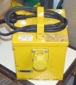 1 x Site Transformer For 110v Tools and Lighting - 1 x 16A Sockets - 240v to 110v