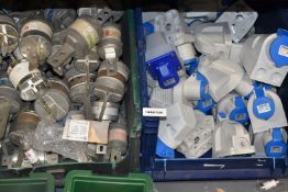 2 x Linbins With Contents - Includes Large Quantity of 240v Industrial Plug Sockets & Fuses