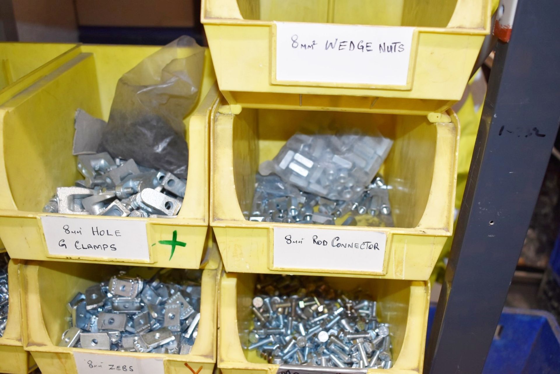 43 x Linbins With Contents - Clamps, Rod Connectors, Zebs, Washers, Bolts, Hex Nuts, Cleats & More! - Image 6 of 37