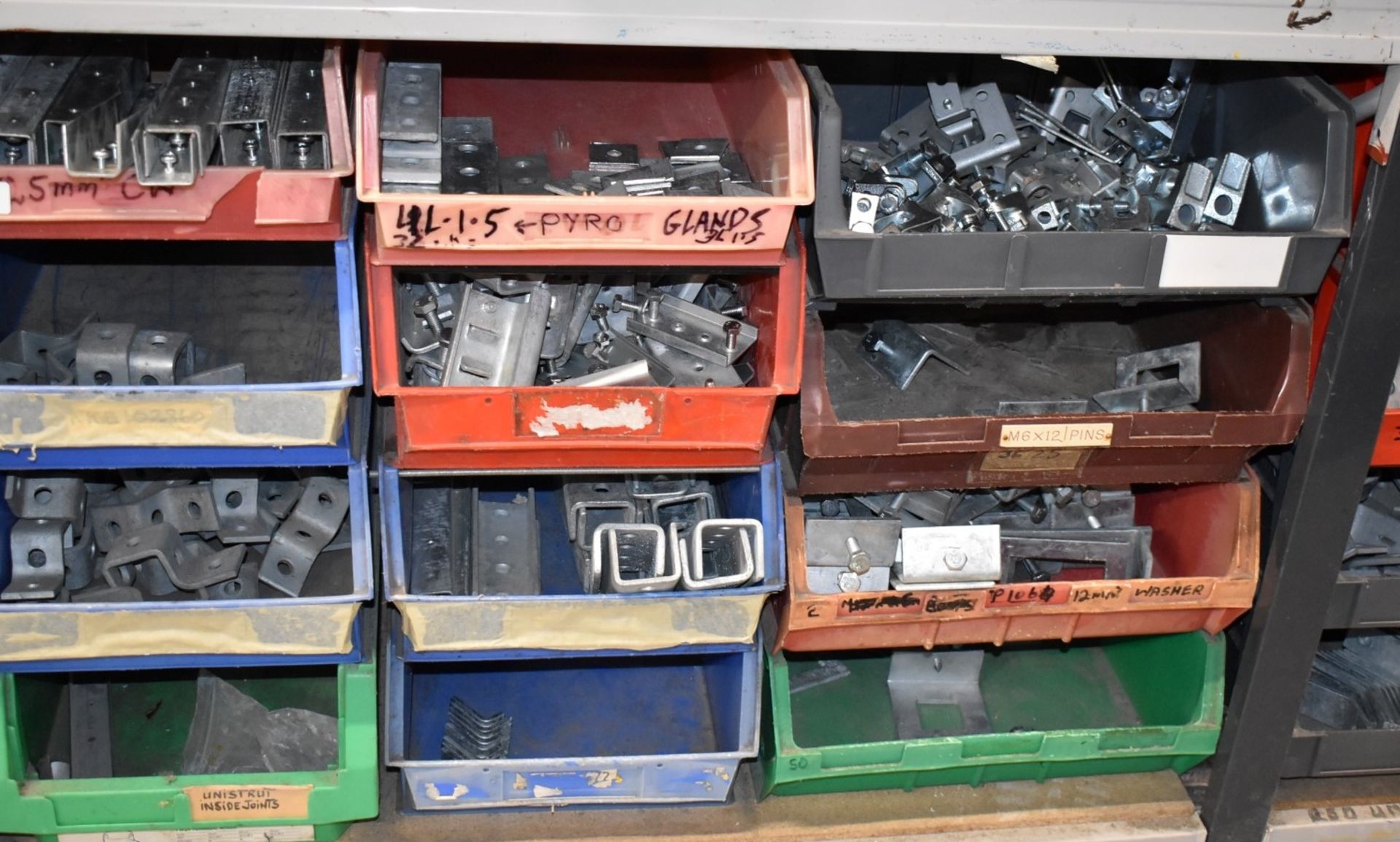 23 x Large Linbins With Contents - Includes Various Metal Conduit Fittings and Brackets - Image 4 of 25