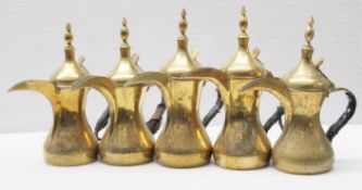 5 x Vintage Brass Arabic Dallah Coffee Pots - Recently Removed From A Well-known London Department
