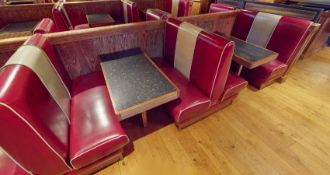 Selection of 2-Person Seating Benches and Dining Tables to Seat Upto 12 Persons Featuring Red Faux