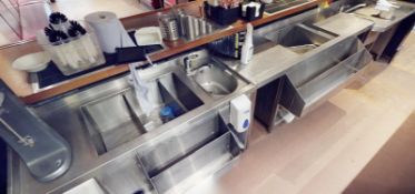 Selection Of 3 x Stainless Steel Back Bar Units Including Prep Area, Ice Wells, Sink Basins.
