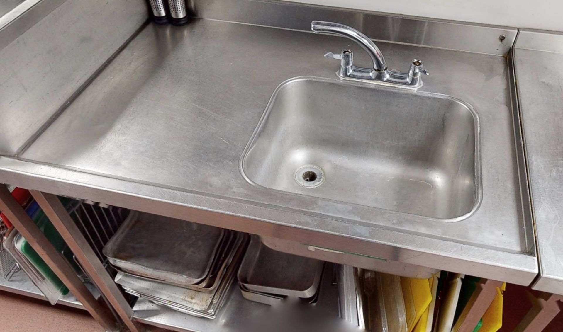 1 x Commercial 2.1-Metre Long Stainless Steel Double Basin With Under Shelf And Upstand - Image 2 of 3
