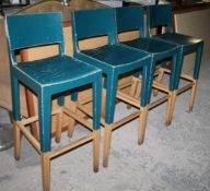 4 x Solid Wood Restaurant Bar Stools With A Rustic Painted Finish - Ref: GEN712 - CL740 -