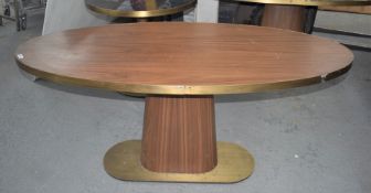 1 x Oval Banqueting Dining Table By AKP Design Athens - Walnut Top With Antique Brass Edging