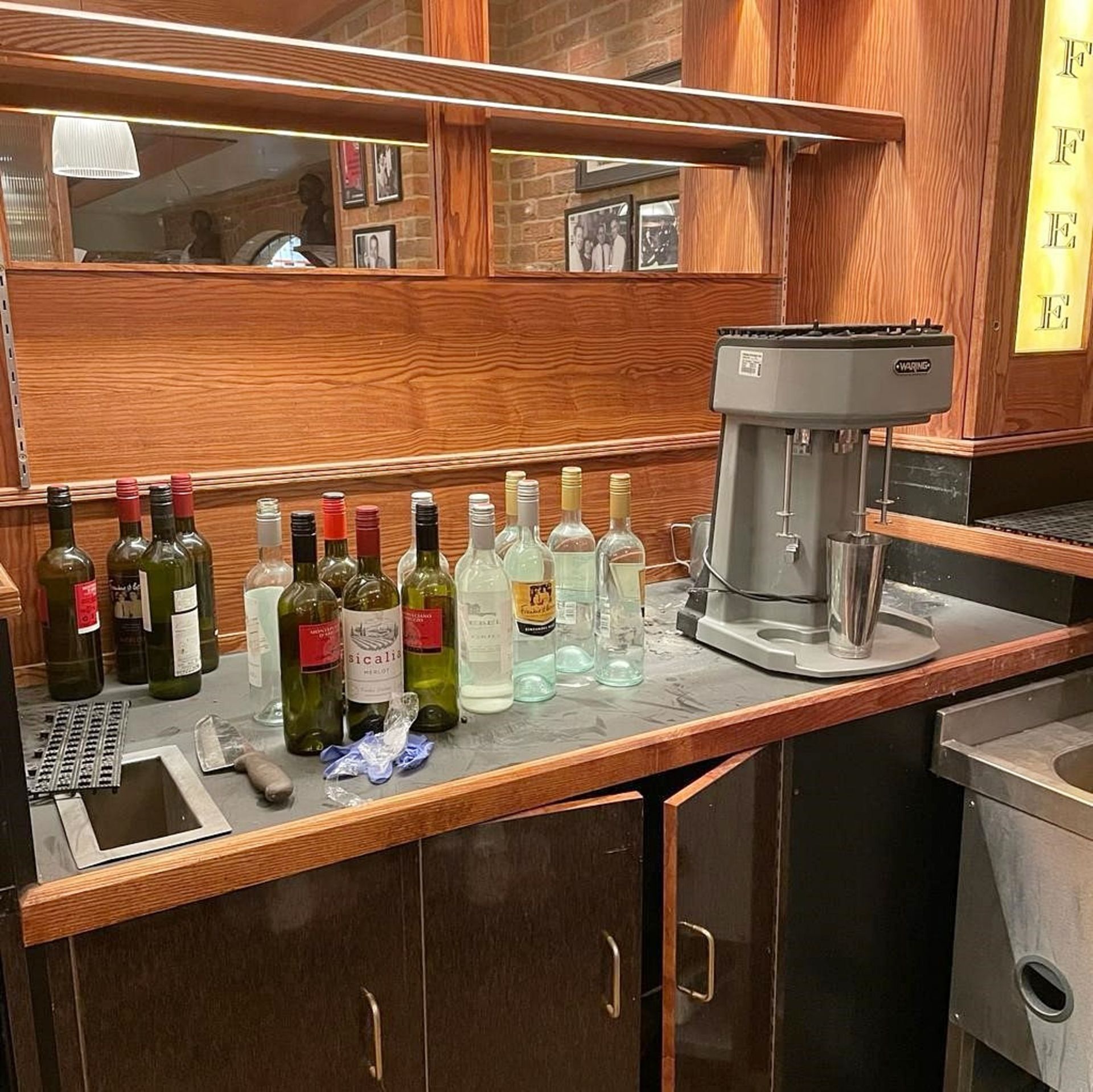 1 x Wooden Pub / Restaurant Front Bar Featuring Upholstered Panels, Underlit Counter, Black Stone - Image 7 of 12