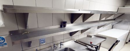 6 x  Stainless Steel 1.5-Metre Long Shelves With Wall Brackets - Ref: GEN733 WH2 - CL811 BEL -