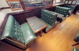 Large Collection of Restaurant Seating Benches and Tables From a Popular 1950's Inspired Italian-