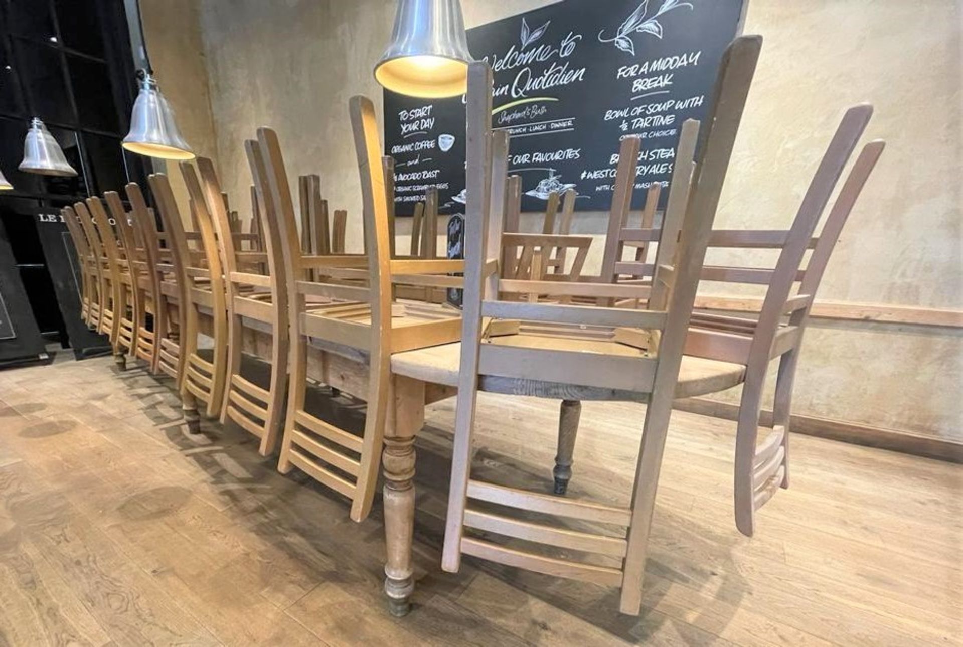 8 x Restaurant Dining Chairs With a Light Wood Finish - Image 5 of 5