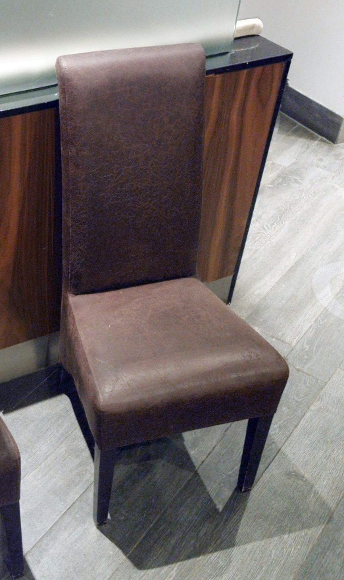 9 x Restaurant Leather Upholstered  High-Back Dining Chairs In Brown - Ref: HRX242 WH2 - CL811 BEL - - Image 2 of 2