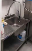 1 X Stainless Steel Commercial Sink With Flexible Pre-Rinse Goose Neck Spray Tap & Adjustable Legs