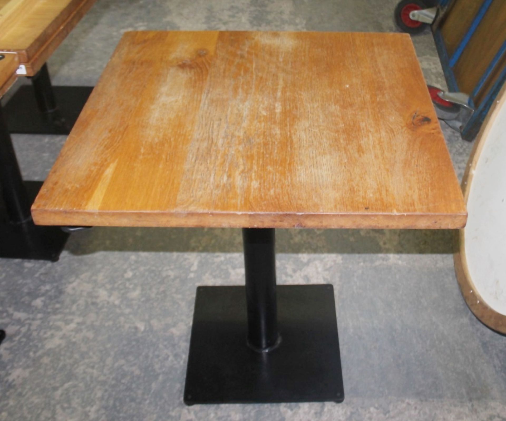 4 x Solid Oak Restaurant Dining Tables - Natural Rustic Knotty Oak Tops With Black Cast Iron Bases - - Image 5 of 7